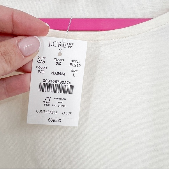NWT J Crew White Long Sleeve Top - Picture 3 of 3